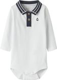 NAME IT NBMFLIP LS POLO BODY Baby Bodies Bright White Effen 95% Biologisch katoen, 5% Elastaan Maat 74