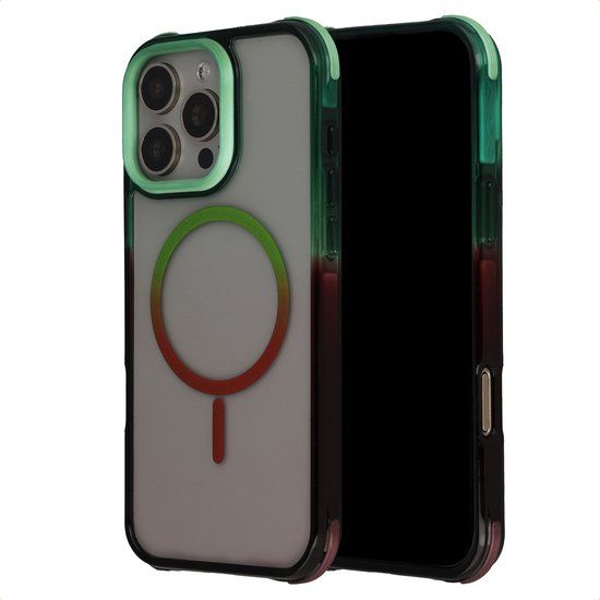 Selencia Gradient Backcover met MagSafe voor de Apple iPhone 16 Pro Max - Groen / Bruin
