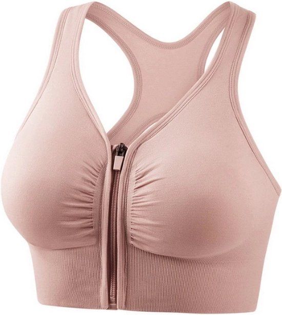 Jumada's Sportbeha met voorsluiting - Pastel Roze - S - Extreme ondersteuning - Cup met beugel - Valt klein