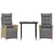 vidaXL 3-delige Tuinset met Kussens, Poly Rattan, Beige