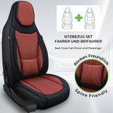 Bremer Sitzbezüge GmbH Premium Camper stoelhoezen voor Chausson C2 in Schwarz/Weinrot (2 losse stoelen)