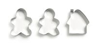 Excelsa Cookies Time uitsteker Family, roestvrij staal, zilver, 16 x 21 x 2 cm, 3 stuks