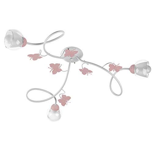 ONLI Plafondlamp 3 slaapkamer lichten wit metaal roze vlinders