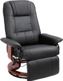 Homcom TV fauteuil verstelbare fauteuil kunstleder 360 ° draaistoel, kantelbare houten voet 833-621