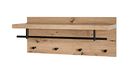 HAKU Wandkapstok eiken, zwart, MDF, metaal - Maat: B 75 cm x H 30 cm x D 26 cm, Stijl: Modern
