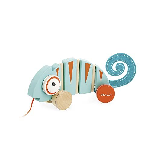 Janod Tropik - Kameleon - Houten Langspeelgoed - Blauw/Oranje