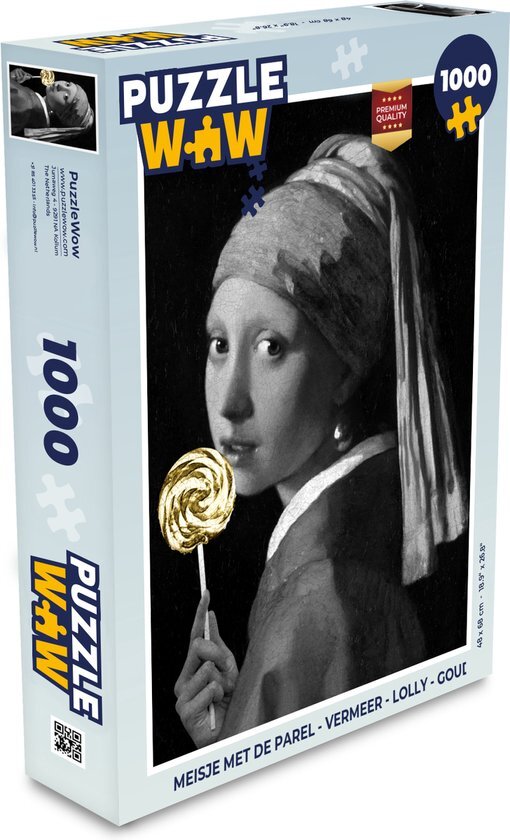 MuchoWow Puzzel Meisje met de parel - Vermeer - Lolly - Goud - Legpuzzel - Puzzel 1000 stukjes volwassenen