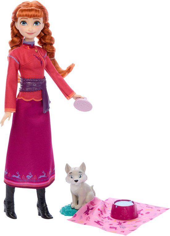 Mattel Disney Frozen Anna pop met wolf welp speelgoed