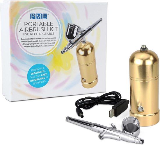 PME Portable Airbrush Kit Gold - Oplaadbaar - 5060543482645