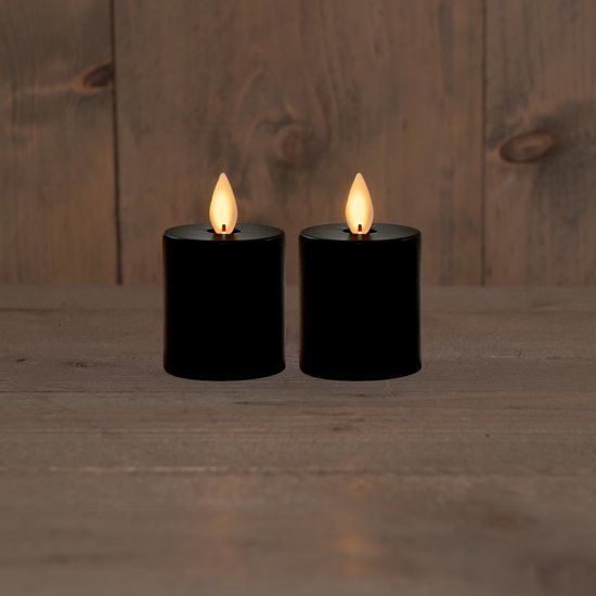 Annas Collection B.O.T. 2Pcs Candle kaarss Black 4,5X8 cm Moving Flame 2X2Aaa