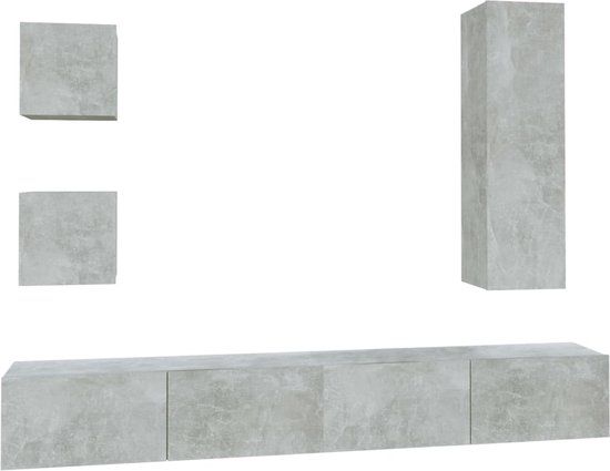 VidaXL 5-delige Tv-meubelset bewerkt hout betongrijs