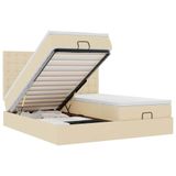 vidaXL Ottoman Bed with Mattresses Cream Fabric 160x200cm