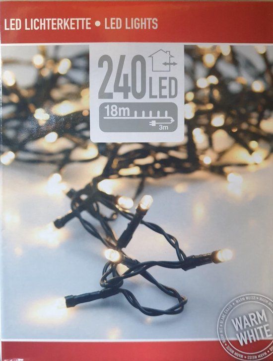 MooieDeal Kerstverlichting - 18 meter - 240 warm witte LEDs - Binnen en Buiten