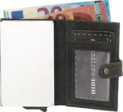 Hide & Stitches Idaho Safety Wallet - 100% Leer - Pasjeshouder - Zwart