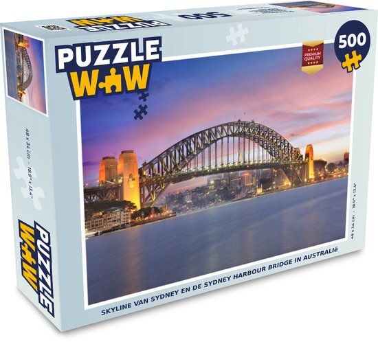 MuchoWow Puzzel Skyline van Sydney en de Sydney Harbour Bridge in Australië - Legpuzzel - Puzzel 500 stukjes - Sinterklaas cadeautjes - Sinterklaas voor grote kinderen