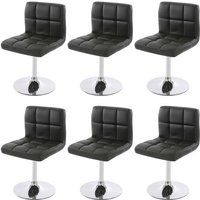 Générique Kavala Set van 6 eetkamerstoelen Bureaustoel Stoel kunstleer chroom ~ zwart