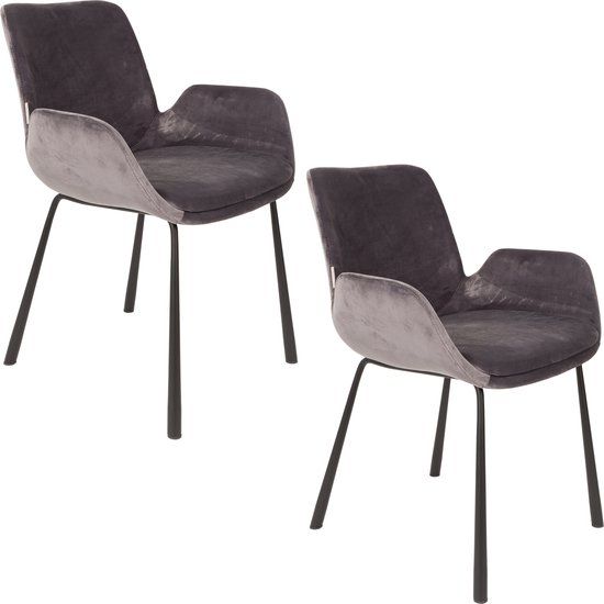 Zuiver Brit Eetkamerstoelen Armleuning Donkergrijs - Set van 2