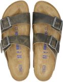 Birkenstock Arizona FL WB Faded Narrow Heren Slippers - Khaki - Maat 42