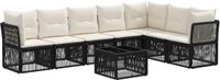 vidaXL Tuinbank Set 8 st Zwart poly rattan