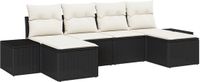 vidaXL Banc de jardin noir et crème polyrotin