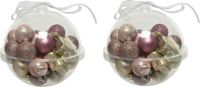 Decoris Kerstballen - klein - 60x st - roze/champagne - D3 cm - kunststof
