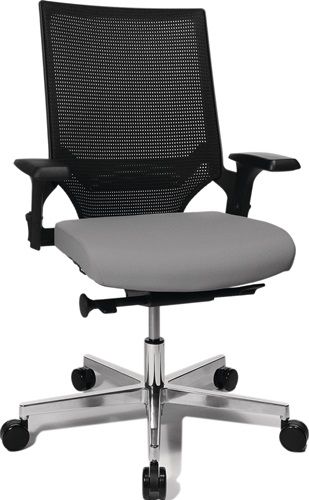 Topstar Bureaustoel T300, Lichtgrijs/Zwart, Verstelbare Armleuningen, 110 kg Draagkracht