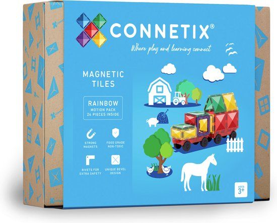 CONNETIX - Magnetisch Tegels - Regenboog Bewegingspakket - 24 Stuks
