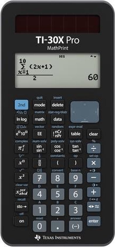 Texas Instruments TI-30X Pro MathPrint CAS calculator Black Display (digits): 16 battery-powered, solar-powered