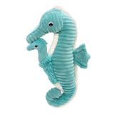 LES DÉGLINGOS PTIPOTOS by PAPADOU L'HIPPOCAMPE Maman/Baby - ultrazacht pluche dier - cadeau voor geboorte, verjaardag, Kerstmis - 36 cm - aqua blauw