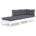 vidaXL 3-delige Loungeset met Kussens Massief Grenenhout Wit