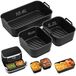 Alyvisun Air Fryer Silicone Pot, 3 Stuks Airfryer Pan Liners Herbruikbare Heteluchtfriteuse Mand Opvouwbaar Tray Rack Basket Rechthoekig Inzetstukken voor 10L/10,4L Airfryer (1x10,4L + 2x5,2L)