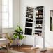 Songmics Sieradenkast JJC002W01, staande spiegelkast, met 2 aparte make-up-organizers, frameloze full-body spiegel, afsluitbaar, voor kettingen, oorbellen, make-up, wit