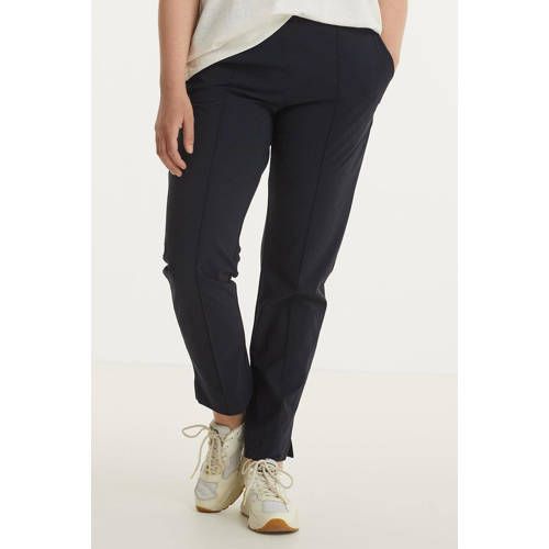 Plus Basics Straight Fit Travel Fabric Trousers - Dark Blue