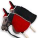 SKIPPI Omkeerbare deken en vliegenkap voor hobby Horse – rood en zwart