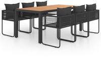 vidaXL 7-delige Tuinset PVC-rattan Zwart en Bruin