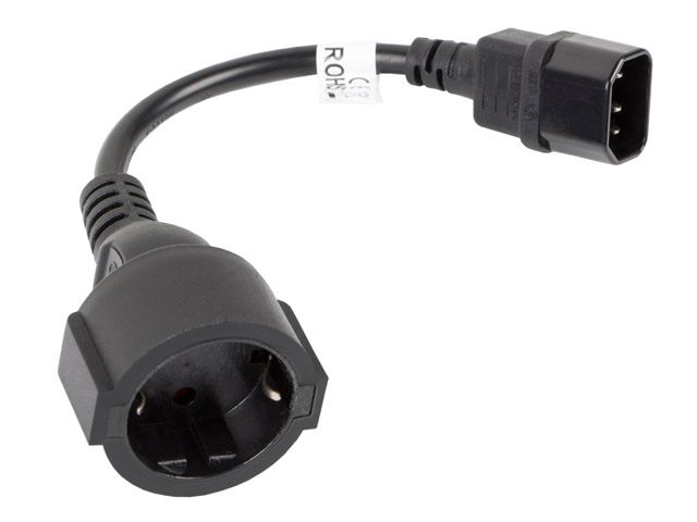 Lanberg CA-C14E-10CC-0018-BK - Stroomkabel - 0,18 m - Zwart