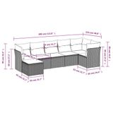 vidaXL 7-delige Loungeset met kussens, polyrattan, lichtgrijs