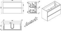 BMS Badmeubel Onderkast - 80x36cm - Glans Wit - 2 Lades - Modern