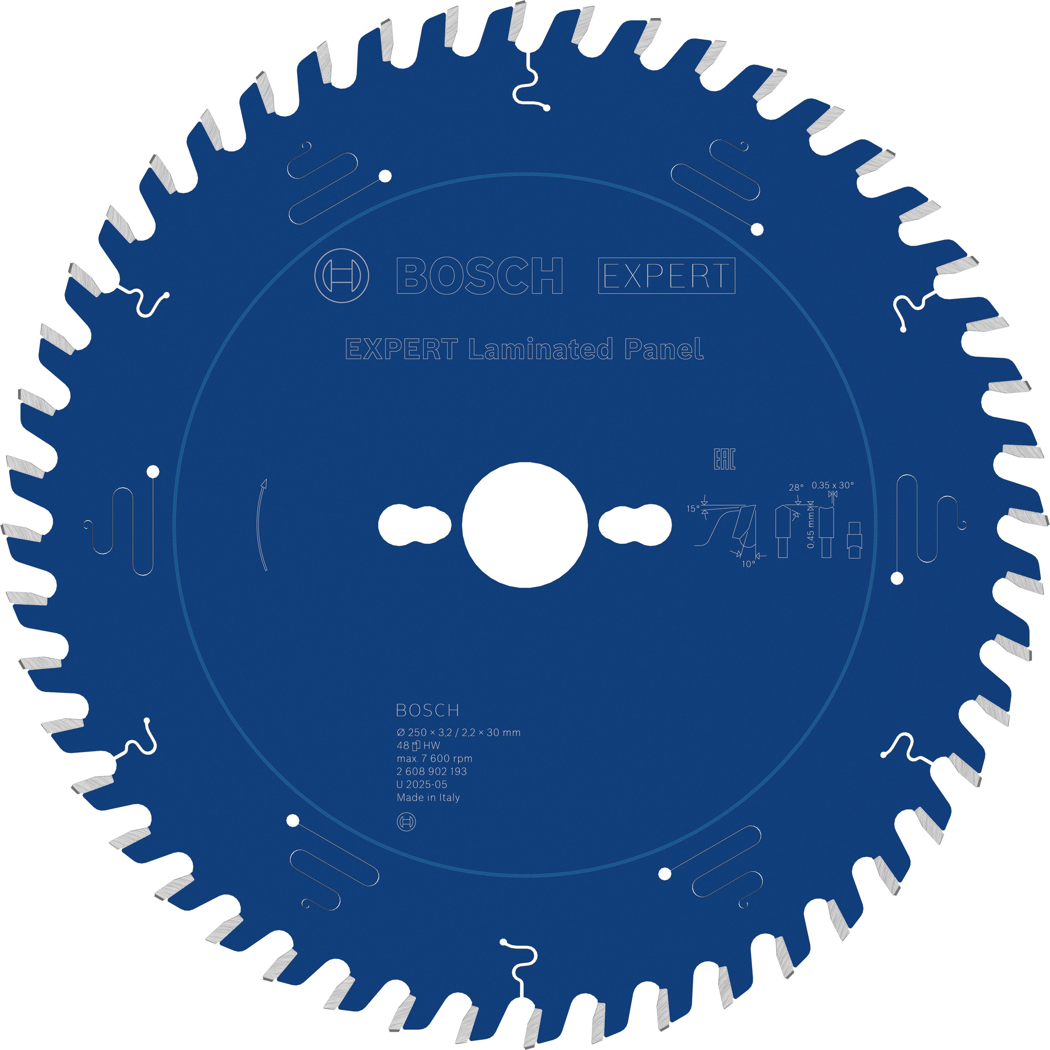 Bosch Accessoires EXPERT Laminated Panel-Cirkelzaagblad | 250 x 3,2/2,2 x 30 mm | T48 - 2608902193