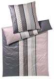 Mako Satin Linge de lit, Bleu pervenche rayures, 135x200 cm + 80x80 cm