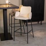 LABEL51 Joni Barkruk - Creme - Stof - Hoog - Kruk - Met Armleuning
