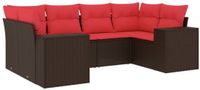 vidaXL 6-delige tuinbankset met kussens, bruin, polyrotan