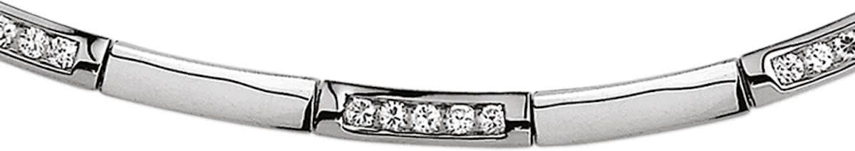 The Jewelry Collection Ketting Zirkonia 4,4 mm 42 + 3 cm - Zilver Gerhodineerd