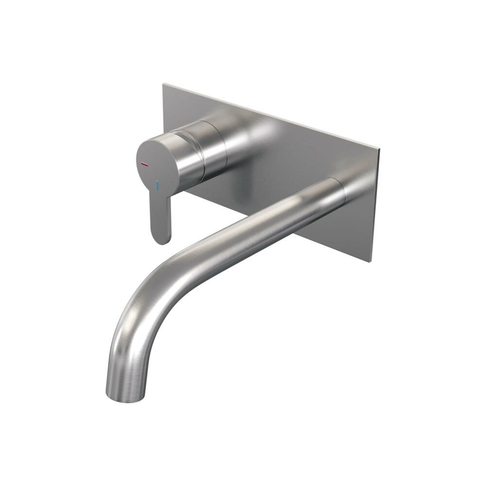 Brauer Brushed Edition inbouw wastafelkraan met gebogen uitloop en ovale staaf 20x9 nikkel