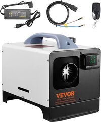 VEVOR Horizontale Diesel Luchtverwarmer Alles-In-ééN - 5-8 Kw - Met 30m Afstandsbediening En Lcd-Scherm - Snelle Verwarming, Geluidsarm, Draagbare Autoverwarmer Voor Auto'S, Campers, Vrachtwagens, Tractoren, Garages, Hutten, Buiten Kamperen - Wit