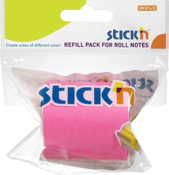 Stick'n Roll note - 50mmx10m - Navulling - Neon roze