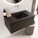 Mondiaz BUKLA Badkamermeubelset - 80x45x34cm - 0 kraangaten - wasbak midden - solid surface - Urban - greeploos - 1 lade - Melamine - Dark brown BUKLA10195
