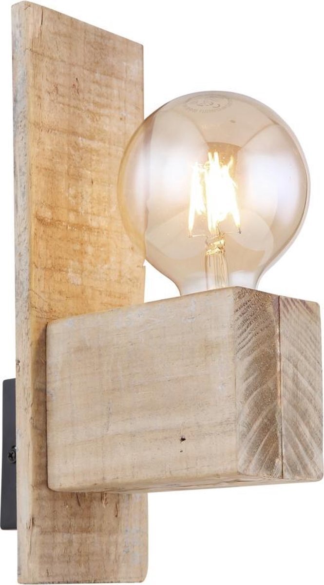 Globo Traditionele binnen wandlamp | E27 fitting | Hout | Zwart | Woonkamer | Slaapkamer