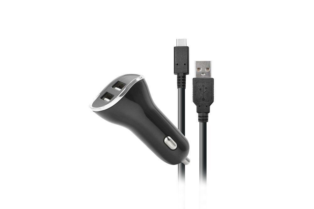 Steelplay Car Charger with USB Ports - Nintendo Switch - Black/Silver