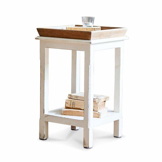LOBERON Bijzettafel Vieille wit/bruin